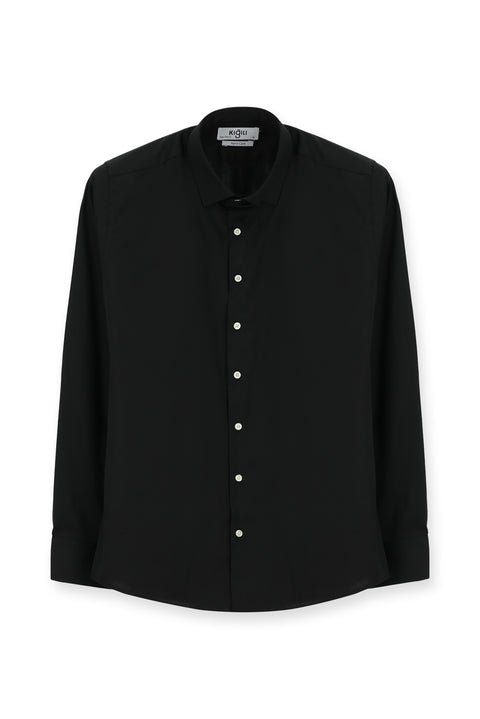 Siyah Uzun Kol Slim Fit Dar Kesim Klasik Su İtici Leke Tutmaz 4 Mevsim Pamuk Gömlek