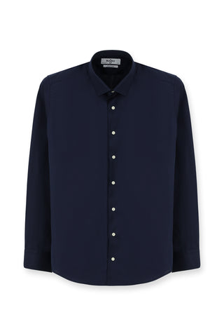  Koyu Lacivert Uzun Kol Slim Fit Dar Kesim Klasik Nano Care Su İtici Leke Tutmaz 4 Mevsim Pamuk Gömlek