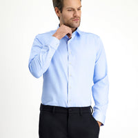 Açık Mavi Uzun Kol Slim Fit Dar Kesim Klasik Pamuk Gömlek