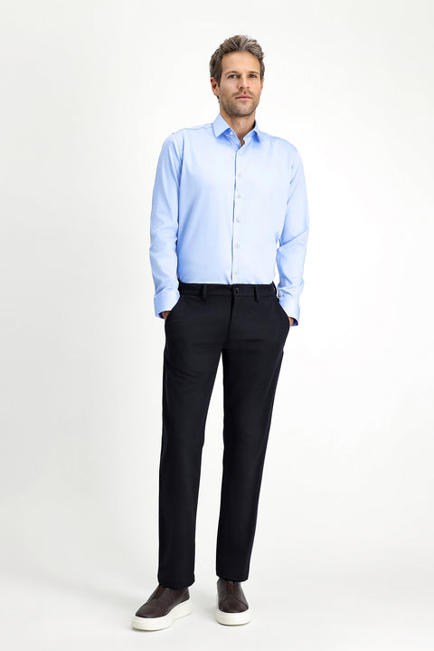 Açık Mavi Uzun Kol Slim Fit Dar Kesim Klasik Nano Care Su İtici Leke Tutmaz 4 Mevsim Pamuk Gömlek