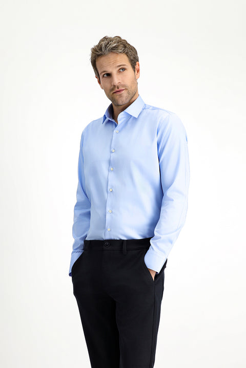 Açık Mavi Uzun Kol Slim Fit Dar Kesim Klasik Nano Care Su İtici Leke Tutmaz 4 Mevsim Pamuk Gömlek