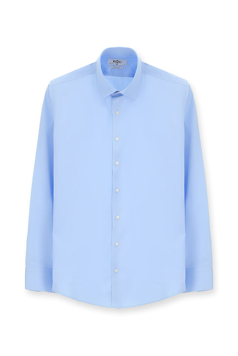 Açık Mavi Uzun Kol Slim Fit Dar Kesim Klasik Nano Care Su İtici Leke Tutmaz 4 Mevsim Pamuk Gömlek