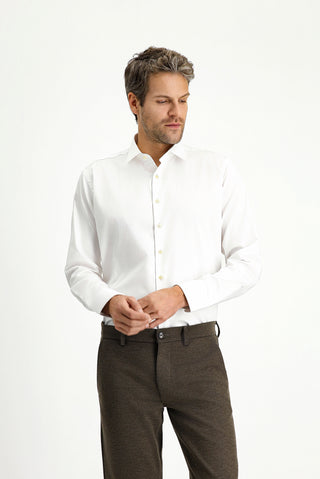  Beyaz Uzun Kol Slim Fit Dar Kesim Klasik Pamuk Gömlek