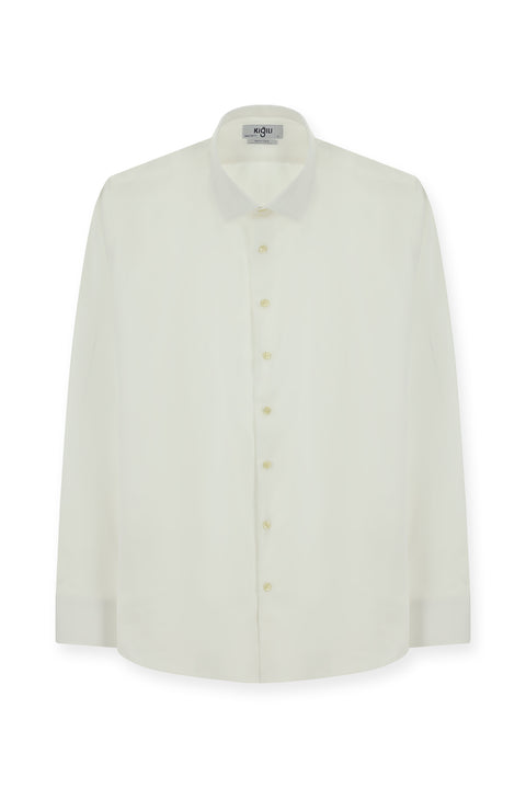 Beyaz Uzun Kol Slim Fit Dar Kesim Klasik Su İtici Leke Tutmaz 4 Mevsim Pamuk Gömlek