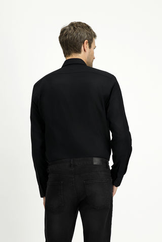  Siyah Uzun Kol Slim Fit Dar Kesim Pamuk Oxford Gömlek