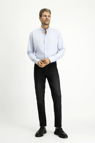  Açık Mavi Uzun Kol Slim Fit Dar Kesim Pamuk Oxford Gömlek