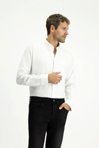  Beyaz Uzun Kol Slim Fit Dar Kesim Pamuk Oxford Gömlek