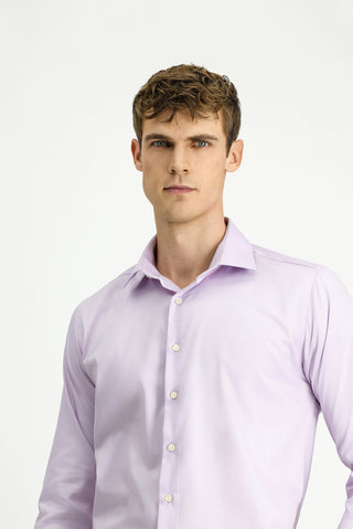  Lila Uzun Kol Slim Fit Dar Kesim Pamuk Oxford Gömlek