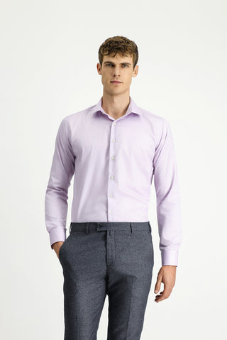  Lila Uzun Kol Slim Fit Dar Kesim Pamuk Oxford Gömlek