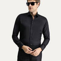Siyah Uzun Kol Slim Fit Dar Kesim Non Iron Klasik Pamuklu Gömlek