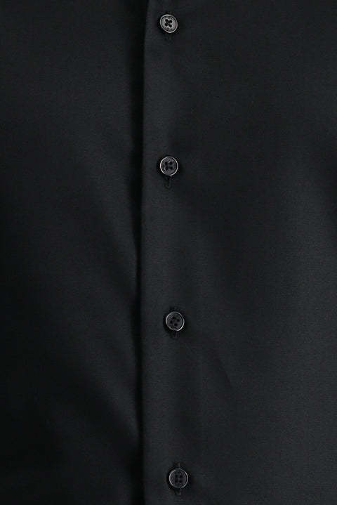 Siyah Uzun Kol Slim Fit Dar Kesim Non Iron Klasik Pamuklu Gömlek
