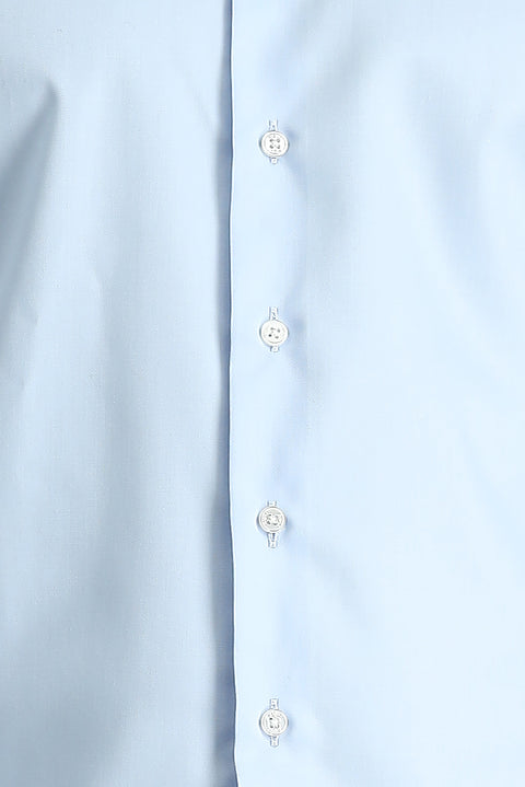 Uçuk Mavi Uzun Kol Slim Fit Dar Kesim Non Iron Klasik Pamuklu Gömlek