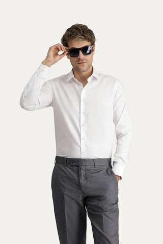  Beyaz Uzun Kol Slim Fit Dar Kesim Non Iron Klasik Pamuklu Gömlek