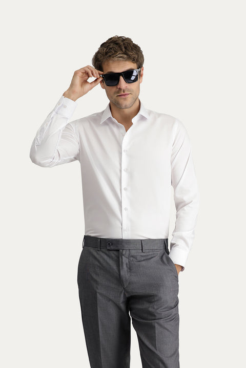 Beyaz Uzun Kol Slim Fit Dar Kesim Non Iron Klasik Pamuklu Gömlek