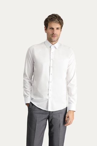  Beyaz Uzun Kol Slim Fit Dar Kesim Non Iron Klasik Pamuklu Gömlek