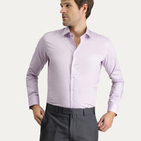 Lila Uzun Kol Slim Fit Dar Kesim Non Iron Klasik Pamuklu Gömlek