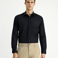 Siyah Uzun Kol Slim Fit Dar Kesim Klasik Non Iron Pamuklu Gömlek