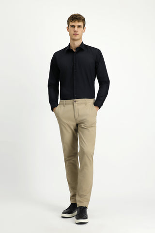  Siyah Uzun Kol Slim Fit Dar Kesim Klasik Non Iron Pamuklu Gömlek