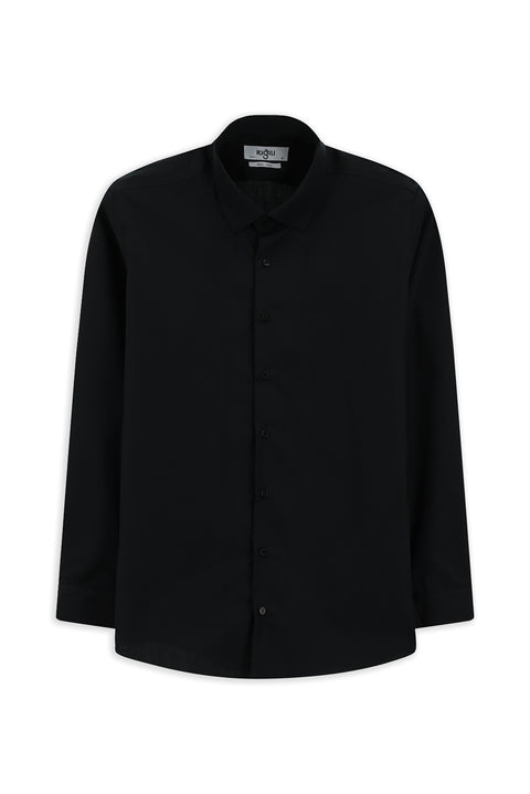 Siyah Uzun Kol Slim Fit Dar Kesim Klasik Non Iron Pamuklu Gömlek