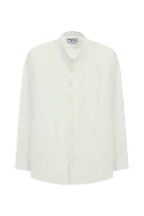 Beyaz Uzun Kol Slim Fit Dar Kesim Klasik Non Iron Pamuklu Gömlek