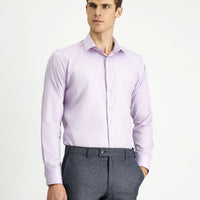Lila Uzun Kol Slim Fit Dar Kesim Klasik Non Iron Pamuklu Gömlek