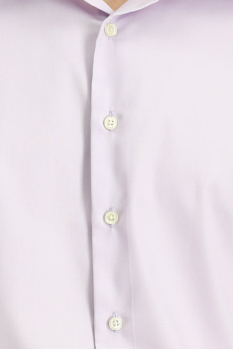 Lila Uzun Kol Slim Fit Dar Kesim Klasik Non Iron Pamuklu Gömlek