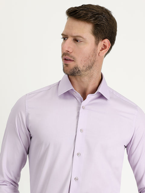 Lila Uzun Kol Slim Fit Dar Kesim Klasik Non Iron Pamuklu Gömlek