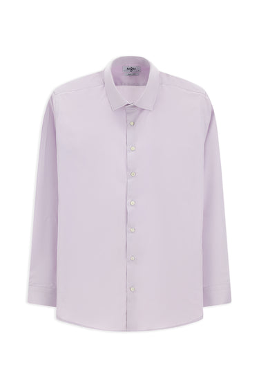 Lila Uzun Kol Slim Fit Dar Kesim Klasik Non Iron Pamuklu Gömlek