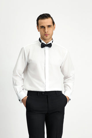  Beyaz Ata Yaka Klasik Pamuk Gömlek