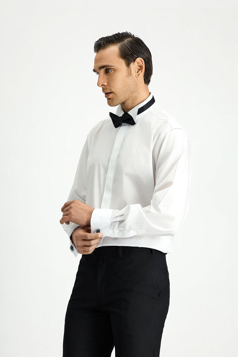 Beyaz Ata Yaka Klasik Pamuk Gömlek