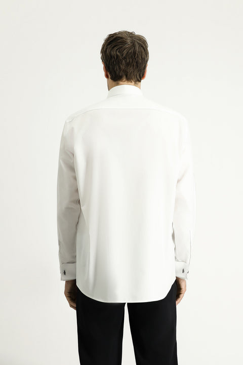 Beyaz Ata Yaka Klasik Pamuk Gömlek