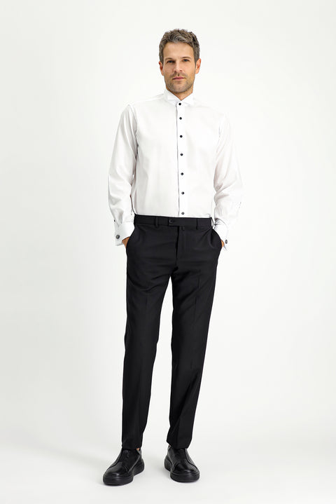 Beyaz Ata Yaka Klasik Pamuk Gömlek