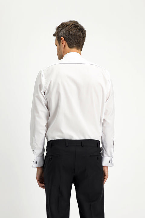 Beyaz Ata Yaka Klasik Pamuk Gömlek