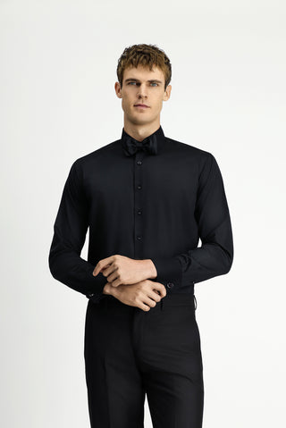  Siyah Uzun Kol Klasik Desenli Non Iron Pamuklu Gömlek