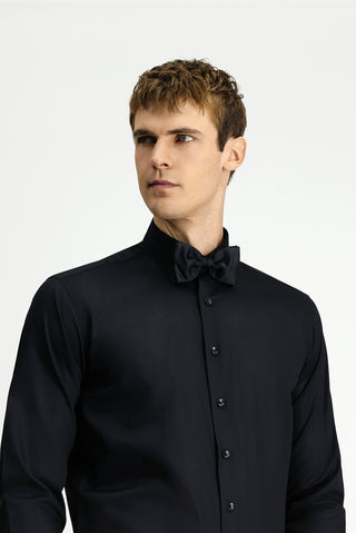  Siyah Uzun Kol Klasik Desenli Non Iron Pamuklu Gömlek