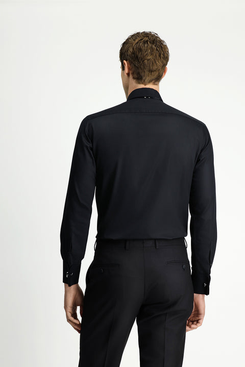 Siyah Uzun Kol Klasik Desenli Non Iron Pamuklu Gömlek