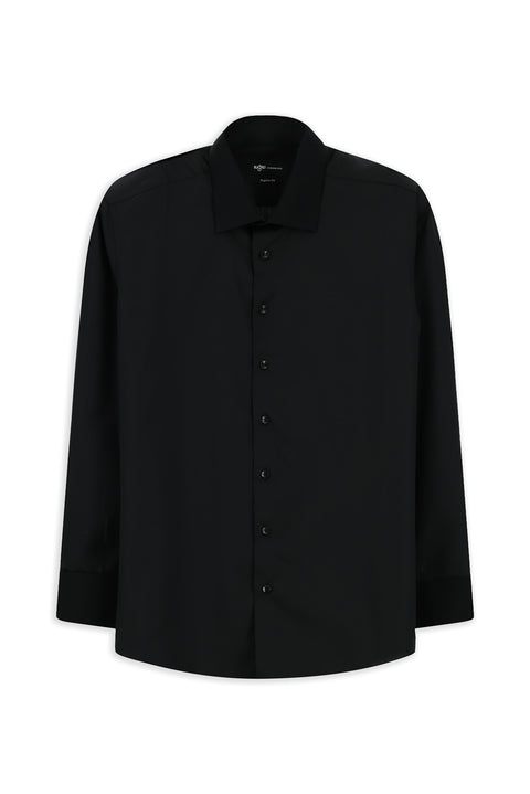 Siyah Uzun Kol Klasik Desenli Non Iron Pamuklu Gömlek