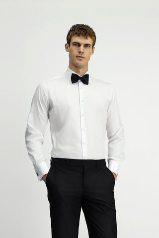  Beyaz Uzun Kol Klasik Desenli Non Iron Pamuklu Gömlek