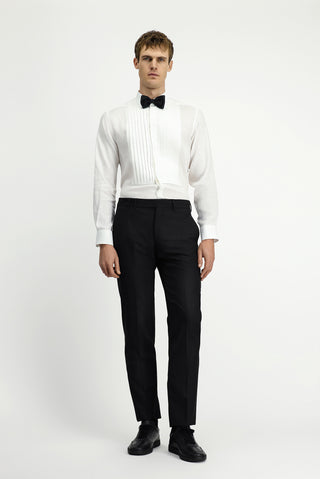  Beyaz Uzun Kol Klasik Piliseli Keten Gömlek