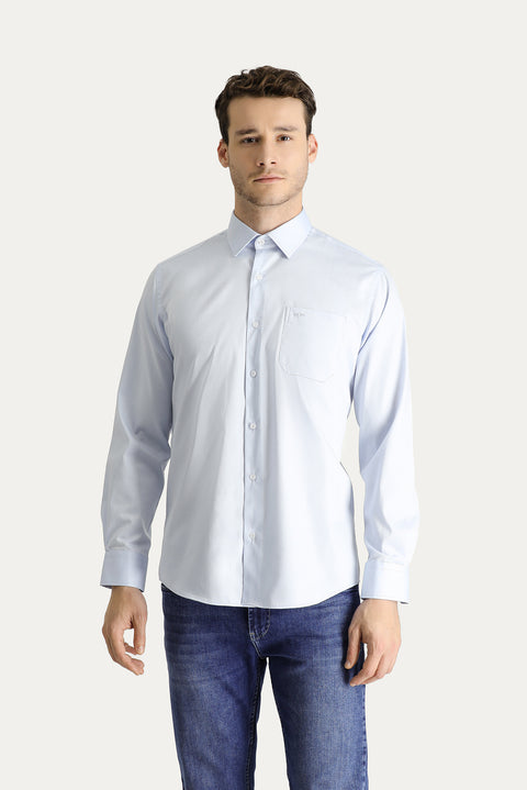 Light Blue Long Sleeve Classic Non-Iron Oxford Cotton Shirt