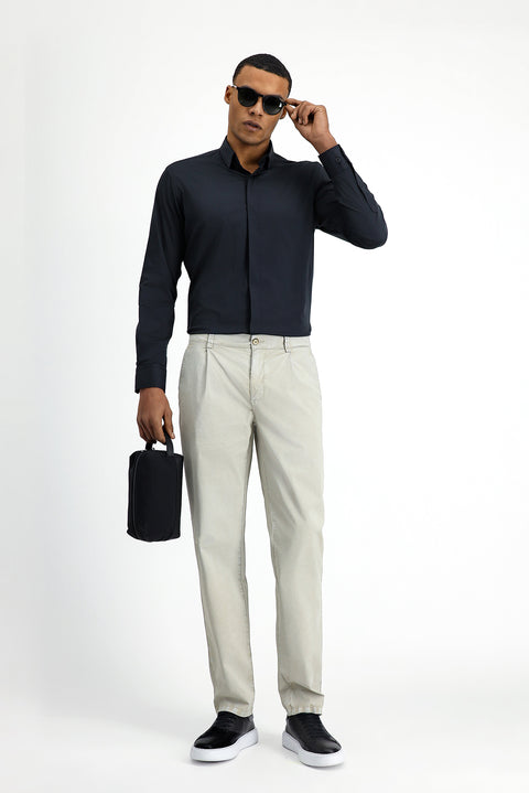 Siyah Techno-Line Uzun Kol Slim Fit Dar Kesim Likralı Gömlek