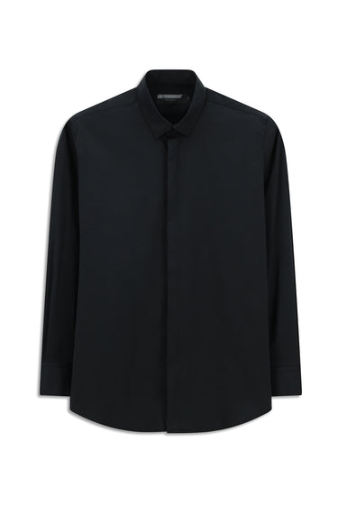 Siyah Techno-Line Uzun Kol Slim Fit Dar Kesim Likralı Gömlek