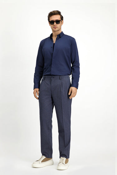 Koyu Lacivert Techno-Line Uzun Kol Slim Fit Dar Kesim Likralı Gömlek