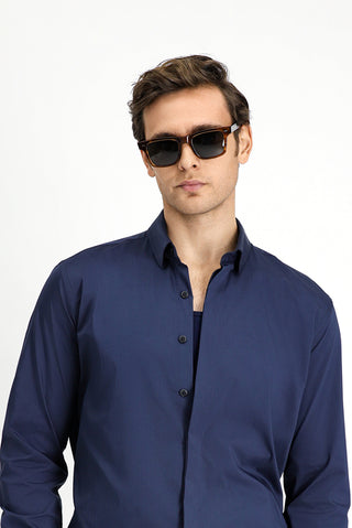  Koyu Lacivert Techno-Line Uzun Kol Slim Fit Dar Kesim Likralı Gömlek