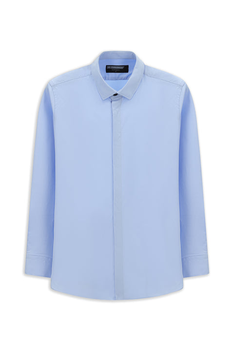 Açık Mavi Techno-Line Uzun Kol Slim Fit Dar Kesim Likralı Gömlek