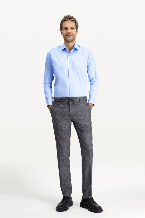 Açık Mavi Uzun Kol Slim Fit Dar Kesim Klasik Su İtici Leke Tutmaz 4 Mevsim Pamuk Gömlek