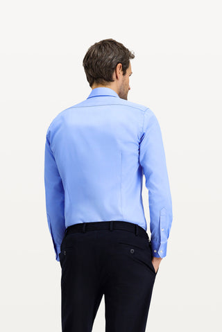  Koyu Mavi  Uzun Kol Slim Fit Dar Kesim Klasik Leke Tutmaz Pamuk Gömlek