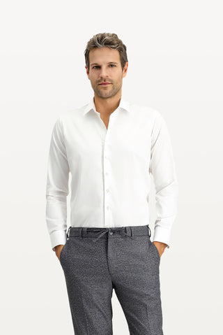  Beyaz Uzun Kol Slim Fit Dar Kesim Klasik Leke Tutmaz Pamuk Gömlek