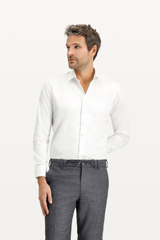  Beyaz Uzun Kol Slim Fit Dar Kesim Klasik Leke Tutmaz Pamuk Gömlek