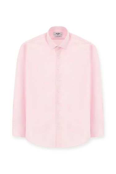 Pembe Uzun Kol Slim Fit Dar Kesim Klasik Pamuk Gömlek